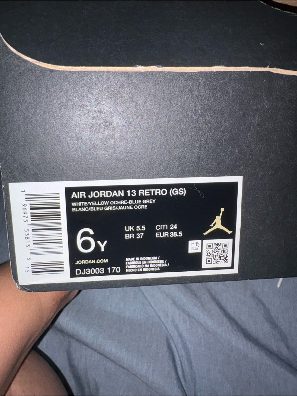Jordan Air Jordan 13 Retro (GS) White Yellow Ochre Blue Grey Kids Shoes